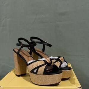 Chic Black and Tan Platform Sandals
